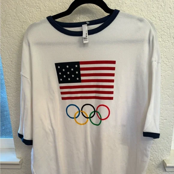 TEAM 2024 USA Olympics Paris Official Cotton Ribbed Olympic T-Shirt Mimi Dress - Picture 2 of 14